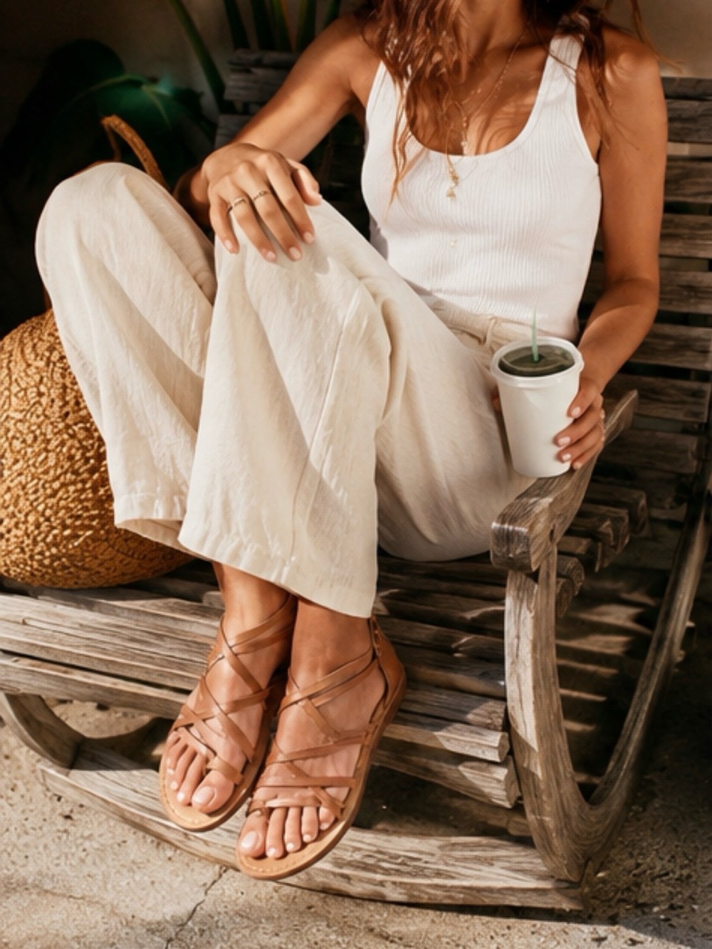 Women's Brown Strappy Leather Sandals - Picture 2 of 5